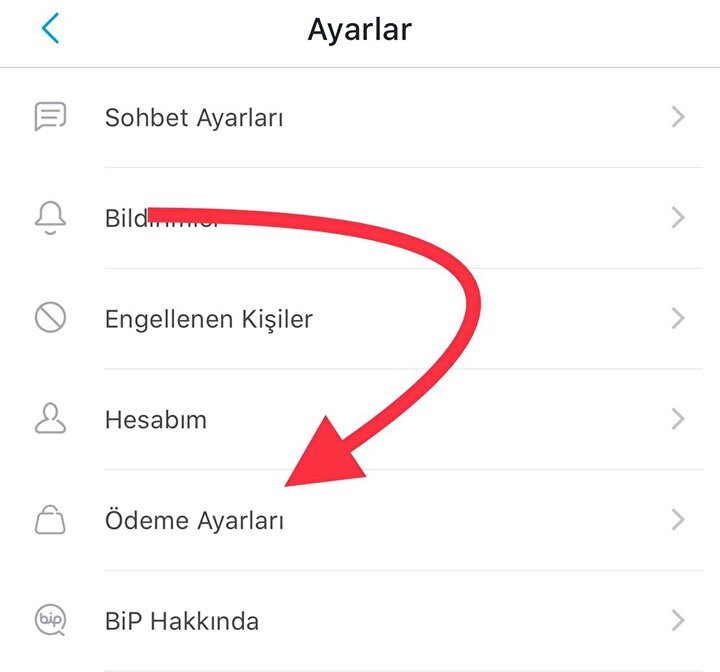 BİP'te para transferi için öncelikle ayarlamaların yapılması gerekiyor. Bunun için de ilk etapta Ödeme Ayarları seçeneğine tıklamak şart.