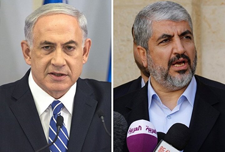 Benyamin Netanyahu, Hâlid Meşal'i (sağda) ortadan kaldırarak Hamas'ı zayıflatacağını hesaplamıştı.