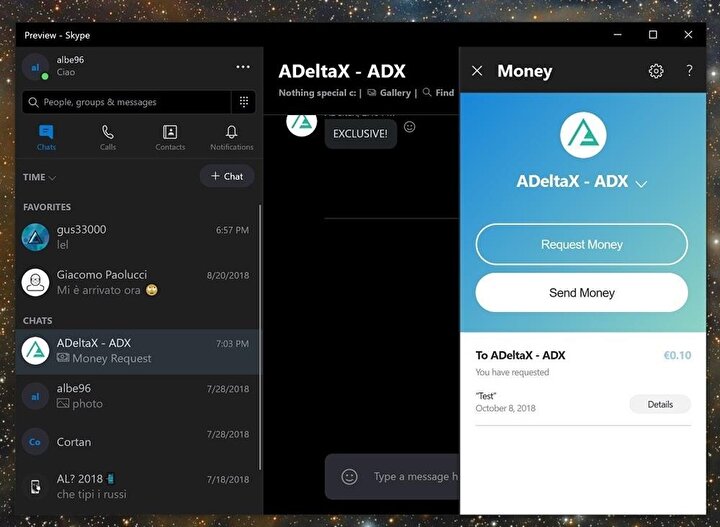 Artık Windows 10 üzerinde Skype'tan birkaç tıklamayla para gönderip alabilmek mümkün.