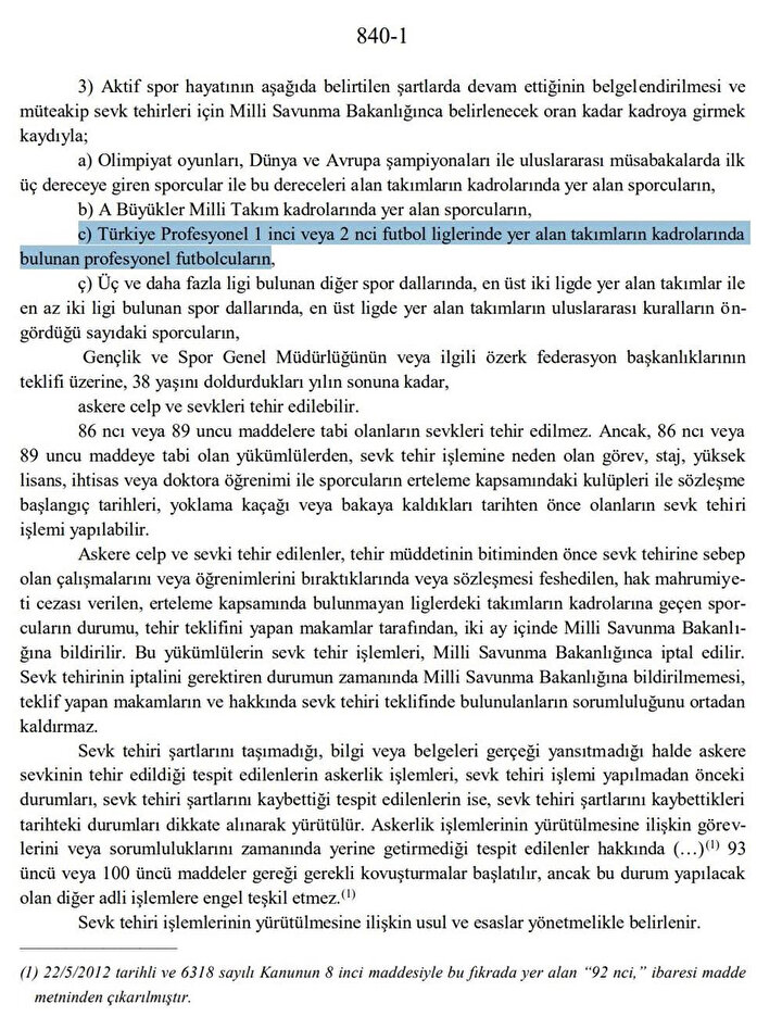 1111 Askerlik Kanunu'nun ilgili maddesi.