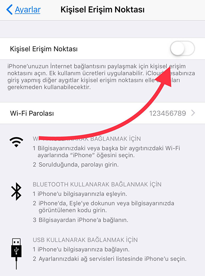iphone larda hotspot nasil acilir nasil