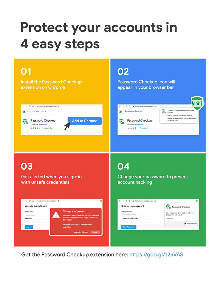 Password Checup uzantısıyla şifrenin güvenli olup olmadığı test edilebiliyor.