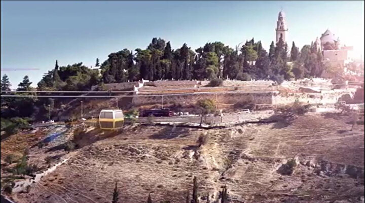 Mescid-i Aksa çevresine İsrail tarafından kurulması planlanan teleferik hattının temsili bir görüntüsü.