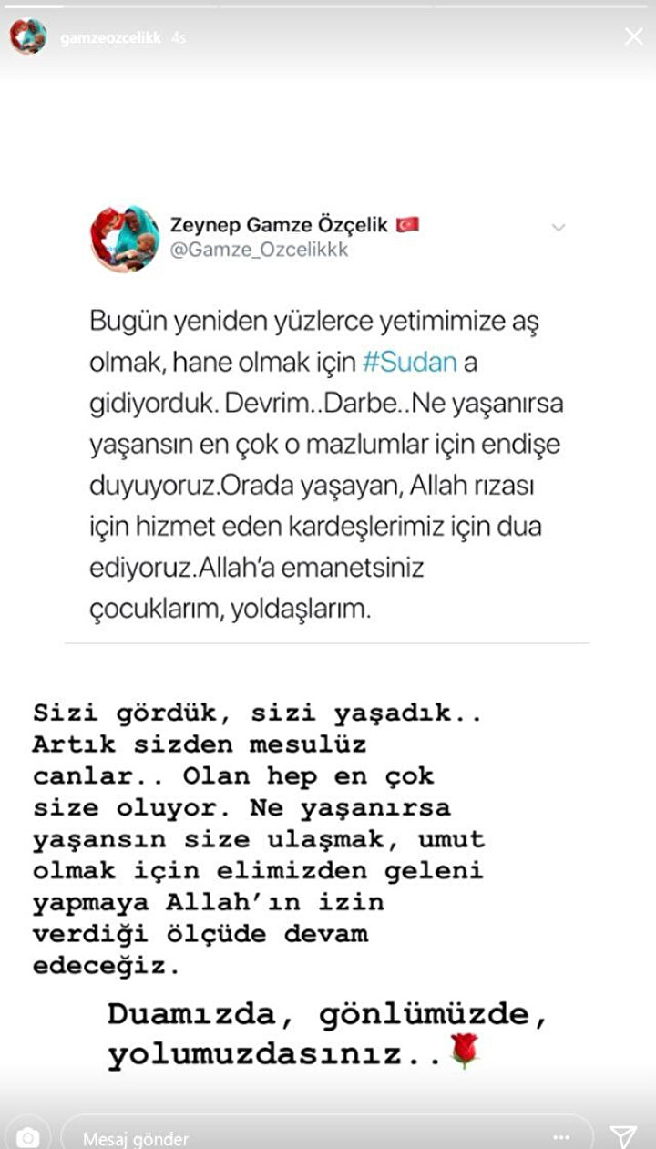 Gamze Özçelik'in yaptığı o paylaşım.