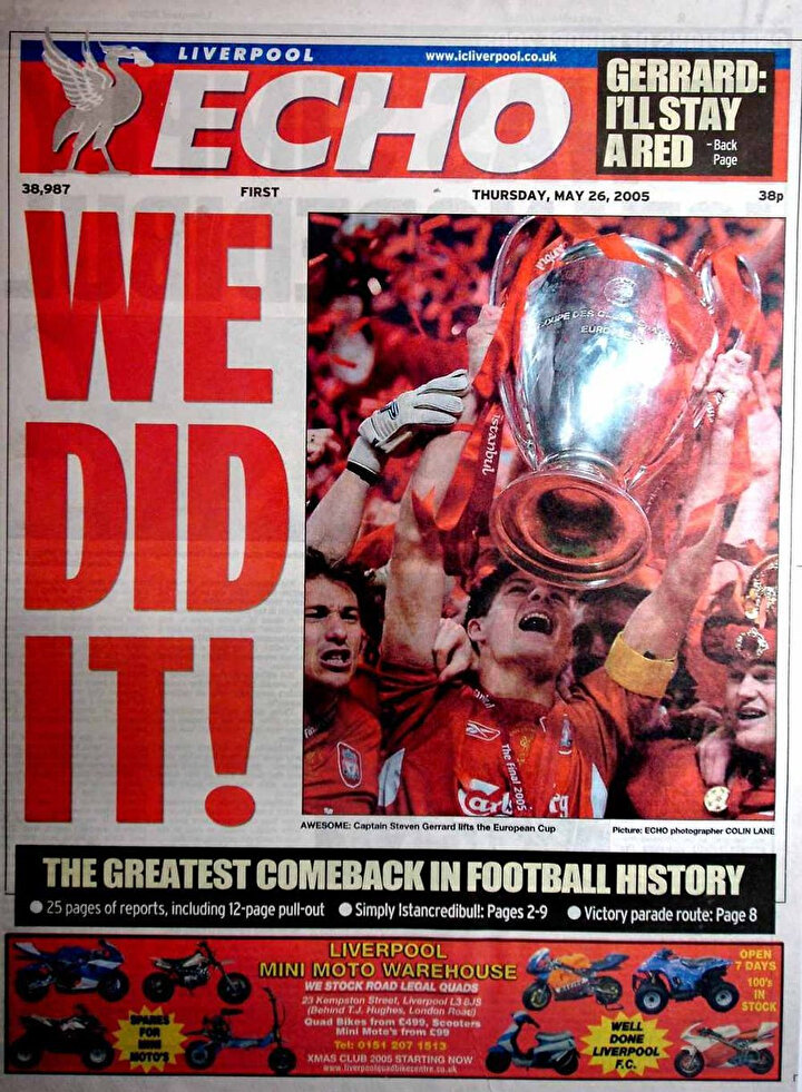 Liverpool'un yerel gazetesi Liverpool Echo, 'Başardık' başlığını atmıştı.