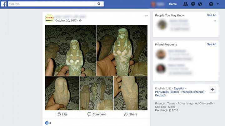 Tarihî eserler, Facebook üzerinden satışa çıkarıldı.