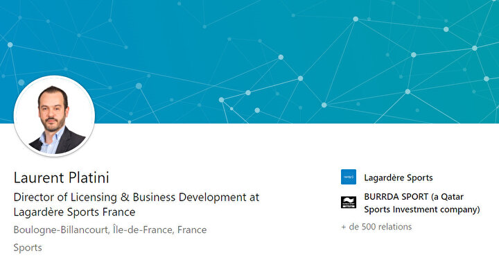 Laurent Platini'nin Linkedin hesabı.