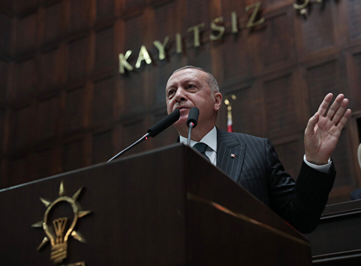 Cumhurbaşkanı Recep Tayyip Erdoğan partisinin grup toplantısında konuşuyor.