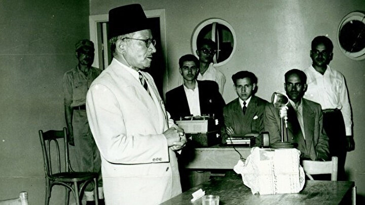 Hasan Hudaybî, mahkemede savunmasını yaparken...