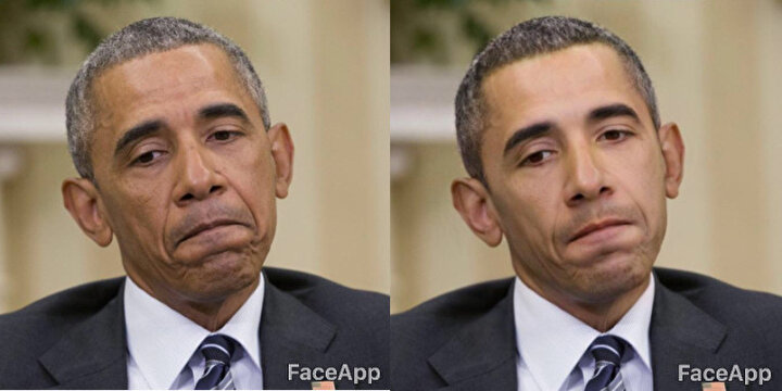 Uygulama yalnızca yaşlandırma fonksiyonuna değil, gençleştirme özelliğine de sahip. Obama'nın gençlik hali çok da 'farklı' değilmiş gibi.