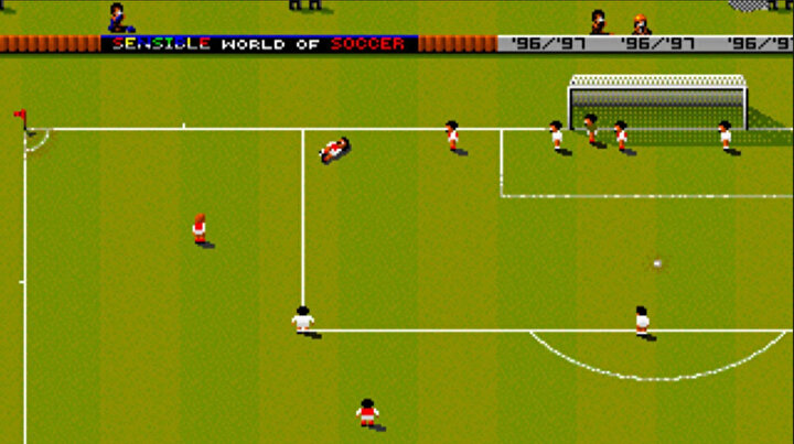 Sensible Soccer'dan game-play görüntüsü.