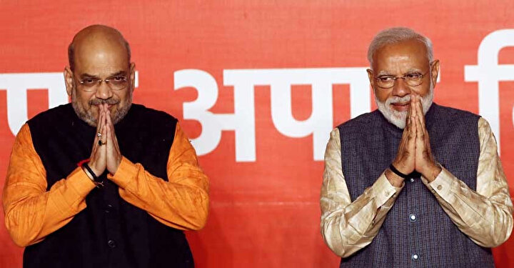 Hindistan Halk Partisi (BJP) başkanı Amit Şah, Hindistan Başbakanı Modi ile birlikte.