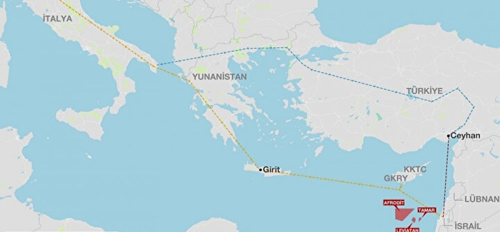 Haritadaki Mavi hat(TANAP projesi), Sarı Hat (Eastmed) projesi
