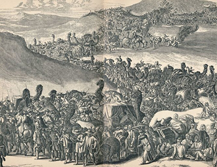 Mensa Musa'nın, 60 bin kişilik bir kafileyle Mekke'ye doğru yola çıkışı.