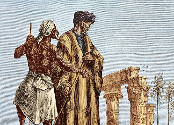 Paul Dumouza tarafından 19. yüzyılın ortalarında çizilen İbn-i Batuta'yı Mısır'da resmeden bir eser.