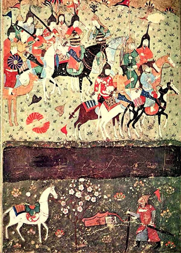 İndus nehri kenarındaki savaşı konu alan bir minyatür.