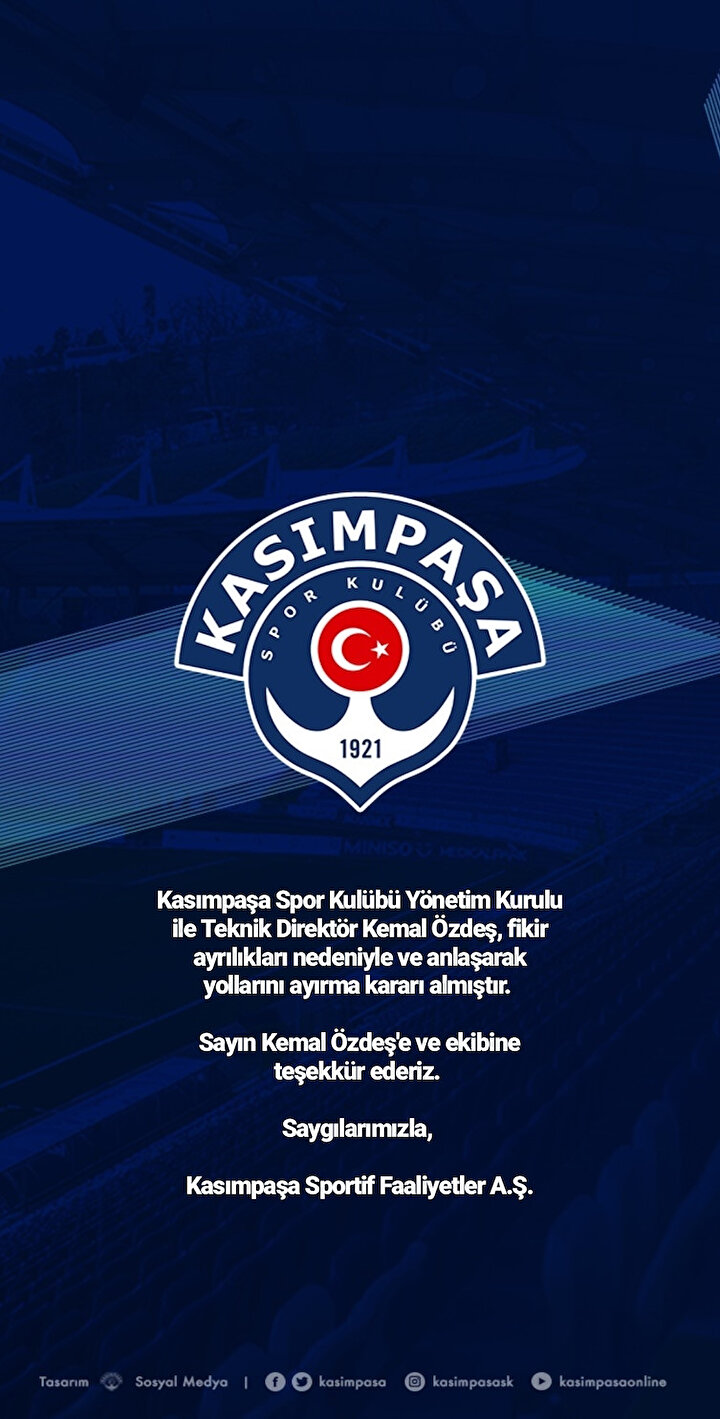 Kasımpaşa'dan yapılan açıklama.
