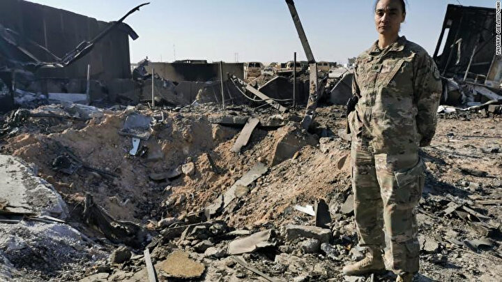 İran'ın, ABD'nin Irak'taki Ayn el-Esed Hava Üssü'ne düzenlediği füze saldırısı sonucu oluşan tahribat.