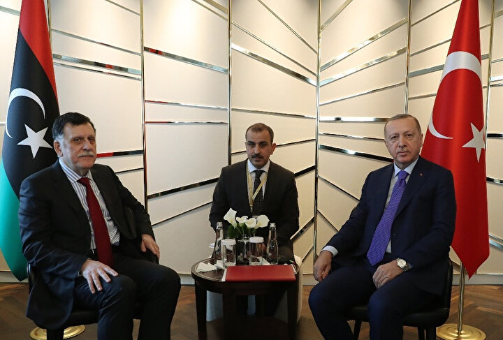 Cumhurbaşkanı Erdoğan'ın Libya Ulusal Mutabakat Hükümeti Başbakanı Serrac ile görüşmesinden