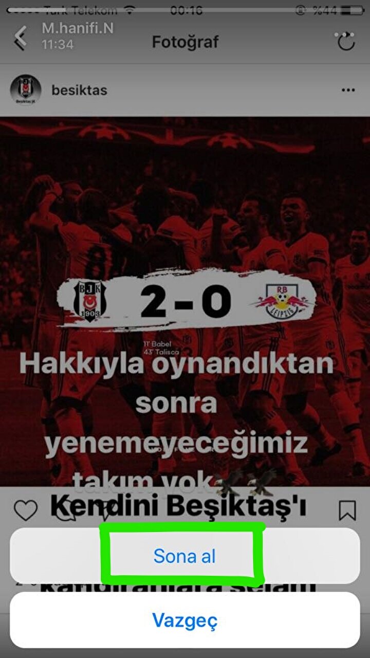 iOS cihazlarda 1.yol