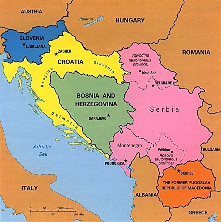 Yugoslavya topraklarında yaşanan çatışmaların akabinde Hırvatistan, Makedonya, Slovenya ve Bosna Hersek bağımsızlığını duyurdu