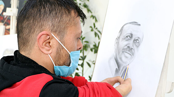 Elleri olmayan Vanlı ressamdan Erdoğan portresi: Resim beni karanlıktan aydınlığa çıkardı