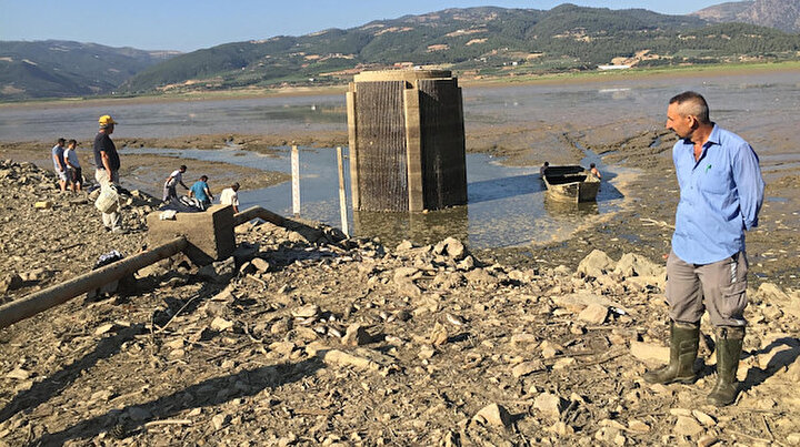 Suyun tahliye edildiği barajdan balık ölülerini sepetlerle topladılar