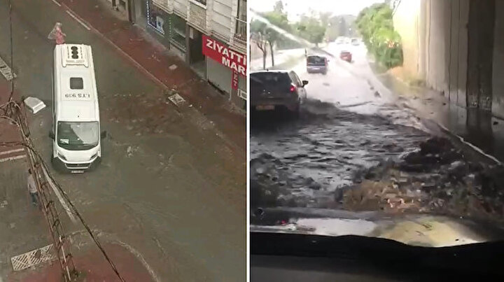 İstanbul Esenyurtta alt geçitler suyla doldu rögarlar taştı