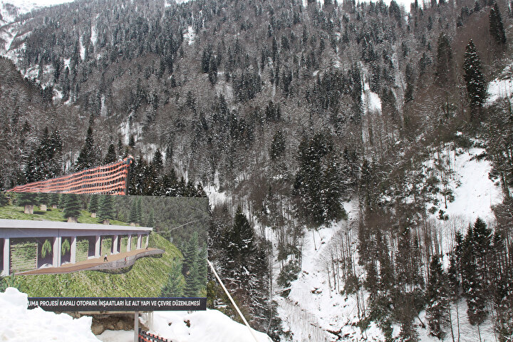 Yaylada otopark inşaatı ile birlikte yıkımı gerçekleşen kaplıca oteli içinde çalışmalar sürüyor. 