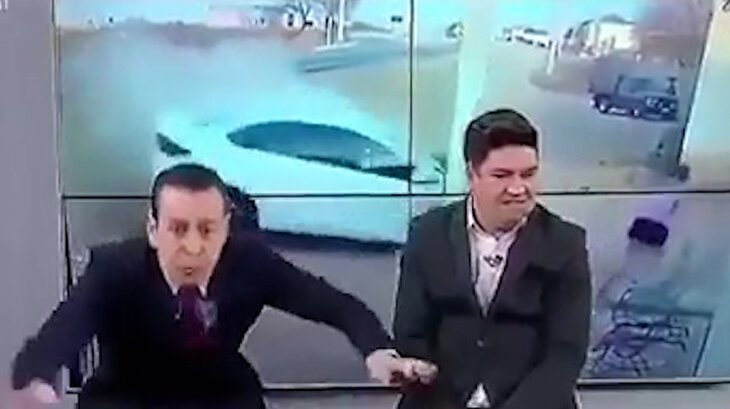 Canlı yayında kaza videosu ile büyük korku yaşayan adamlar