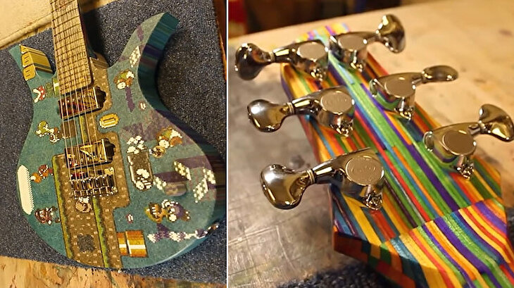 10 bin dondurma çubuğuyla 'Super Mario' tasarımlı elektro gitar