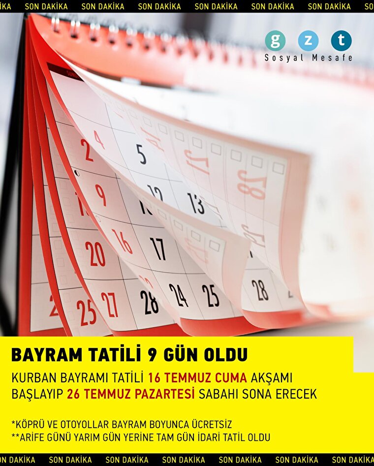 9 gün bayram tatili olacak