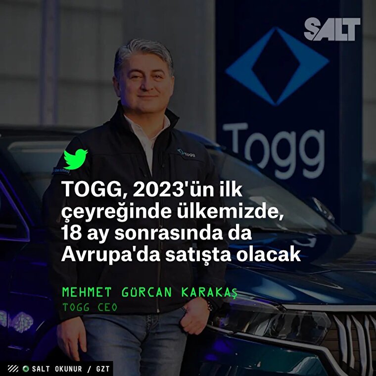 TOGG, 2023'ün ilk çeyreğinde Türkiye'de, 18 ay sonrasında ise Avrupa'da satışta olacak