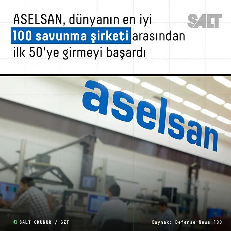 ASELSAN, dünyanın en iyi 100 savunma şirketi arasından ilk 50'ye girmeyi başardı 