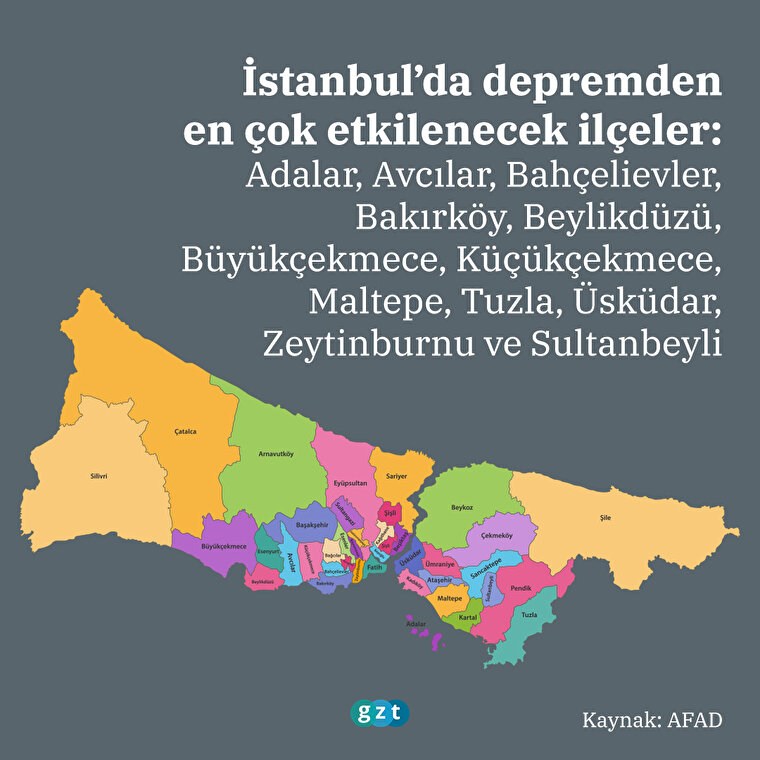 İstanbul'da depremden en çok etkilenecek ilçeler belli oldu