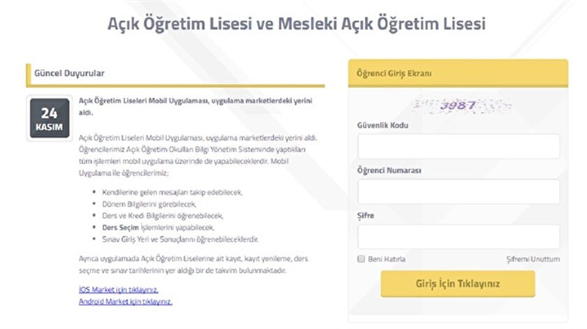 www aol meb gov tr öğrenci girişi lise