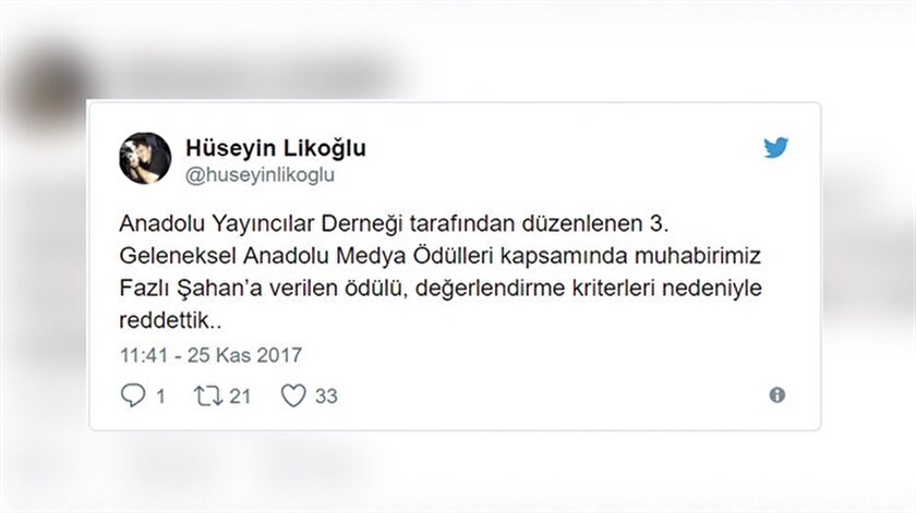 O ödülü reddettik!