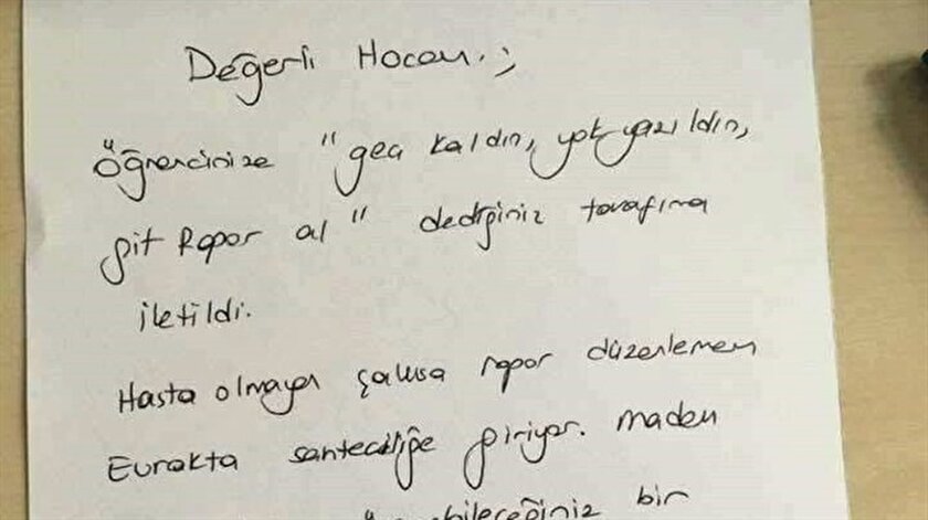 derse gec kalan ogrenciden rapor isteyen ogretmene doktordan tokat gibi cevap yeni safak