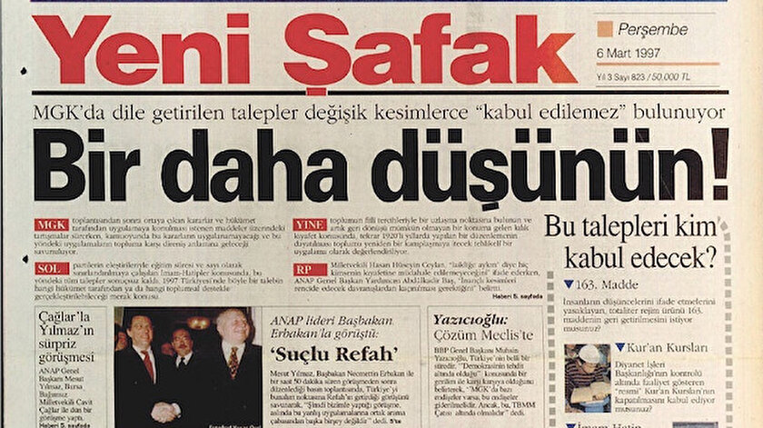 Siyaset tarihinin
kara lekesi: 28 Şubat