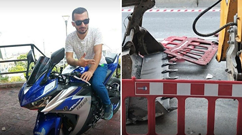 Kazada kepçenin dişlisine saplanan motosikletli genç ağır yaralandı