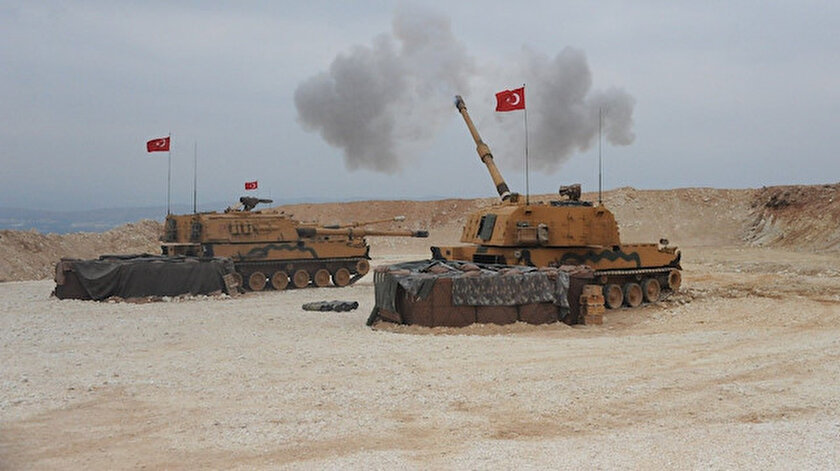 Tel Abyad'daki terör örgütü YPG/PKK hedeflerine obüs atışları yapılıyor.