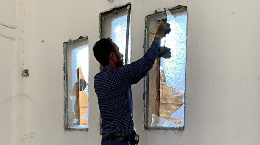 Tel Abyad’da Ermeni kilisesi temizlenerek camları yenilendi