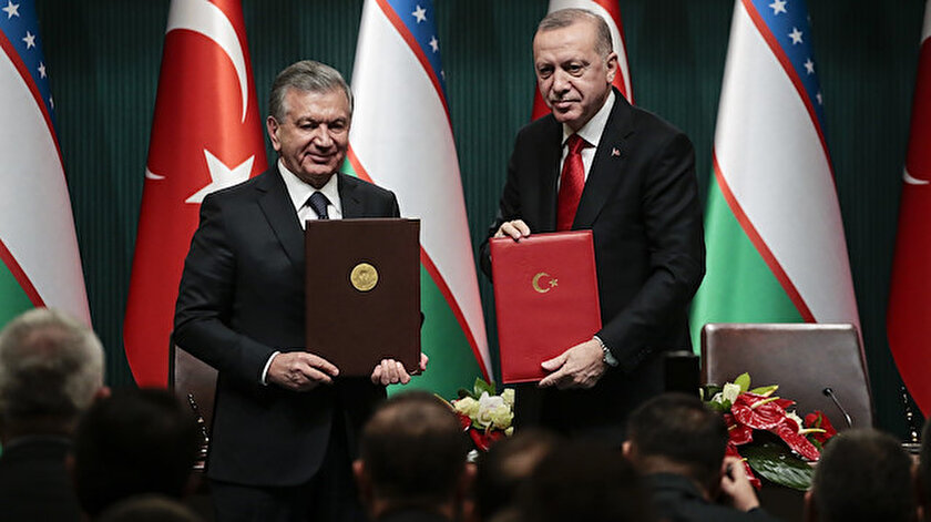 Özbekistan Cumhurbaşkanı Şevket Mirziyoyev - Cumhurbaşkanı Recep Tayyip Erdoğan