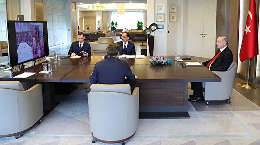 Cumhurbaşkanı Erdoğan, telekonferans toplantısı yaptı.