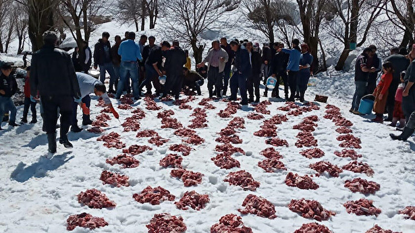 Etler köylerdeki ihtiyaç sahibi ailelere dağıtıldı.