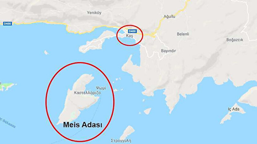 Ada, Türkiye'ye 1 deniz mili uzaklıktayken Atina'ya bunun 354 katı uzaklıkta.