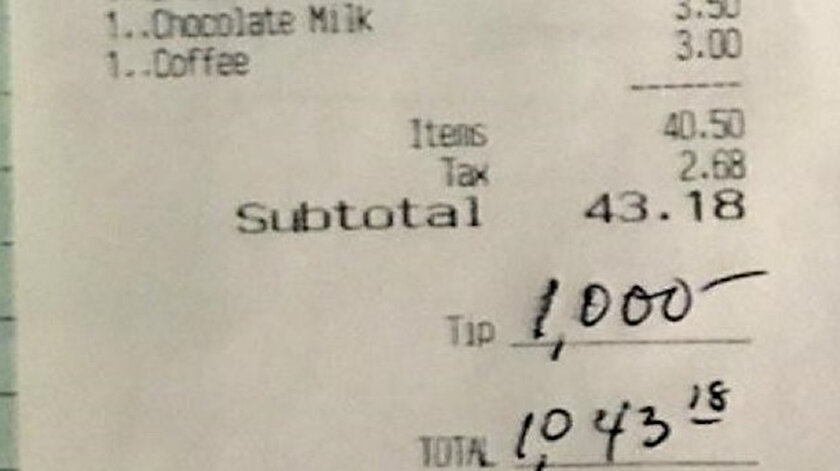 Koronavirüs salgını sırasında zor günler yaşayan restoran çalışanlarına bir de not bıraktı.