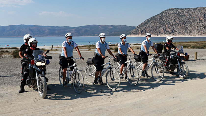 Salda Plajı bisikletli polislere emanet.