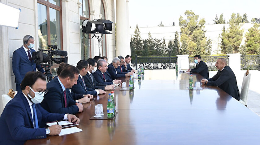 Mustafa Şentop ile İlham Aliyev görüştüler.
