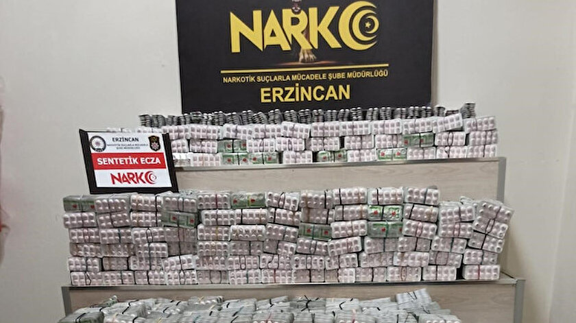 Erzincanda 124 bin sentetik hap ele geçirildi